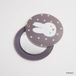 Miffy 大頭款波點圓形隨身鏡 - 灰色 |米色