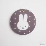 Miffy 大頭款波點圓形隨身鏡 - 灰色 |米色