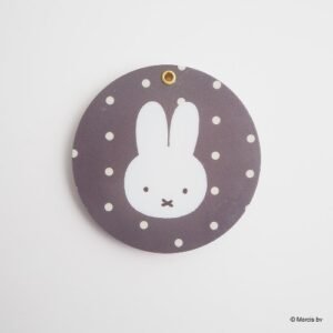 Miffy 大頭款波點圓形隨身鏡 - 灰色 |米色