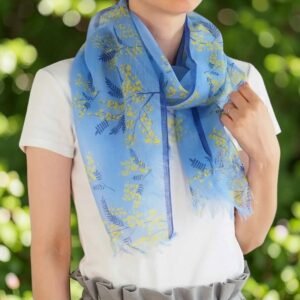 日本製造 Maison Blanche 防UV 冷感頸巾-  藍色含羞草