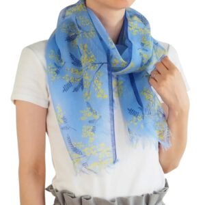 日本製造 Maison Blanche 防UV 冷感頸巾- 藍色含羞草