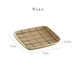 日本製 美濃燒格紋方形餐碟 17cm - 啡色 1 美濃燒 方盤 17cm 15