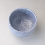 日本製 美濃燒 青志野敲紋 抹茶碗俯視圖可看見碗的內部