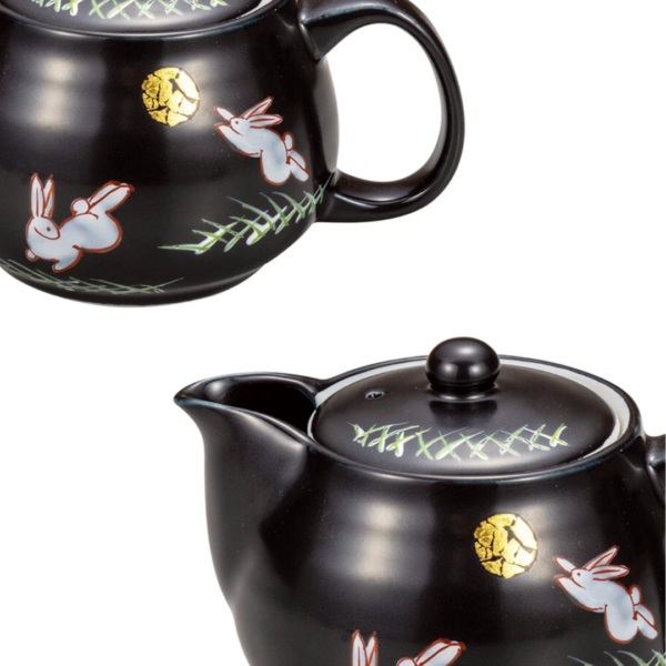 日本九谷燒手繪月兔茶壺（附茶隔網）