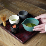 日本製 益子燒 復古土耳其藍片口抹茶碗