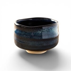 日本製 美濃燒 紺藍海鼠釉抹茶碗