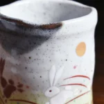 日本製 九谷燒 躍兔圖湯呑｜茶杯6 (一對裝) - 背圖案及邊緣特寫