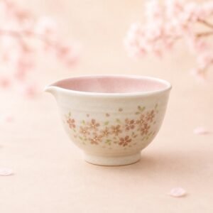 日本製 美濃燒櫻花手工片口抹茶碗
