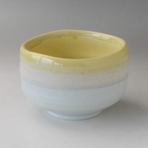 日本美濃燒 馬卡龍果凍釉抹茶碗（黃色×藍色）