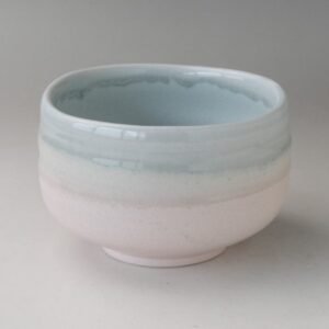 日本 美濃燒 馬卡龍果凍釉抹茶碗（藍色×粉色）