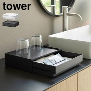 日本 Tower 托盤式抽屜收納盒 - 黑色|白色