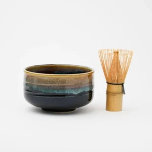 波佐見燒 流釉黑 抹茶碗茶筅套裝