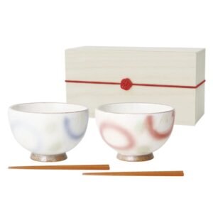 日本製 美濃燒 tetote 山茶花夫婦飯碗筷子套裝