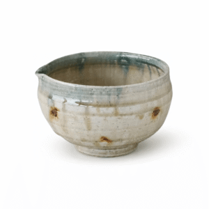 日本製 美濃燒 藍流片口抹茶碗