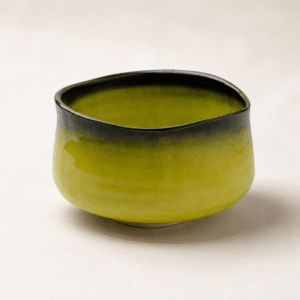 日本製 美濃燒 緣卷黃貫入抹茶碗