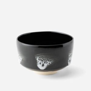 日本製 京燒 黑釉白流抹茶碗 | 12cm / 570ml