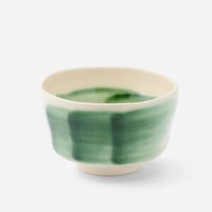 日本製 京燒 織部綠手刷紋迷你茶碗 | 10cm / 250ml
