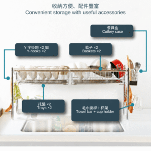 日本製 燕三条 不銹鋼跨水槽伸縮瀝水架 | 86-105cm