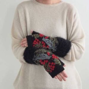 日本製 MAISON BLANCHE 遠紅外線雙面露指暖手套 | 26cm