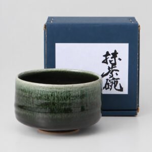 日本製 美濃燒 嵯峨野織部綠釉抹茶碗 | 11.3cm