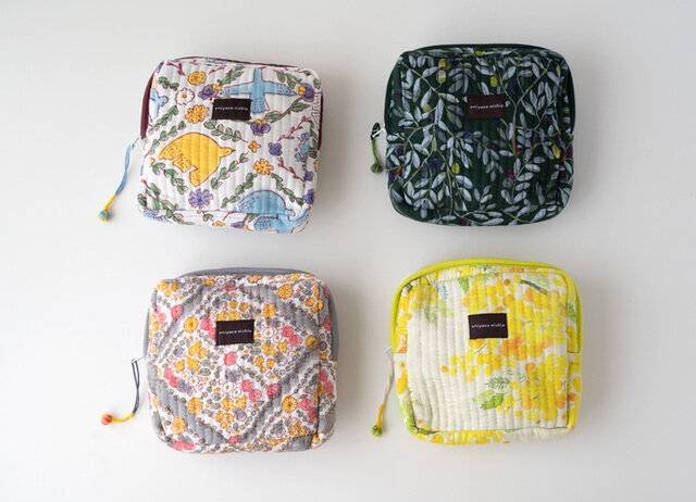 miyaco nishio 4種款式有機棉絎縫小包 袋中袋 化妝包